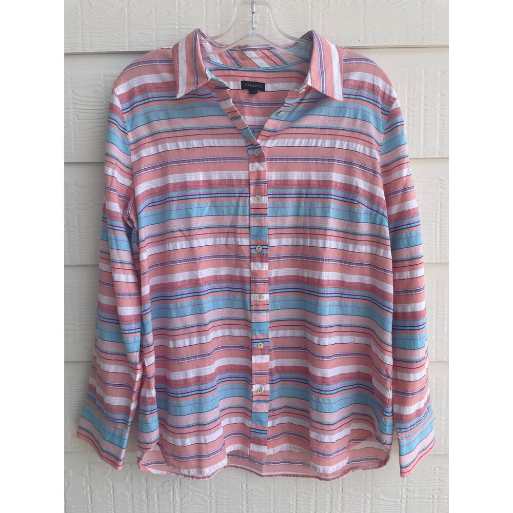 Talbots Pastel Multi Color Stripe Button Down Lad… - image 2